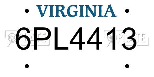 6PL4413 Virginia License Plate