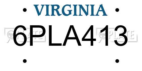 6PLA413 Virginia License Plate