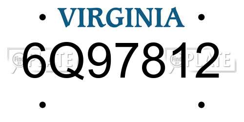 6Q97812 Virginia License Plate