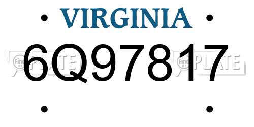 6Q97817 Virginia License Plate