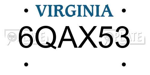 6QAX53 Virginia License Plate