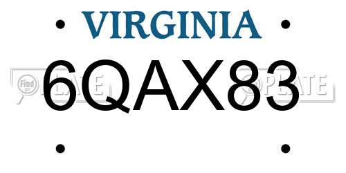 6QAX83 Virginia License Plate