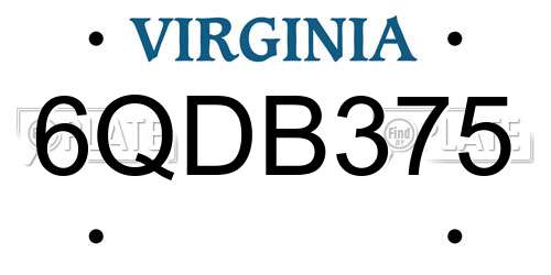 6QDB375 Virginia License Plate