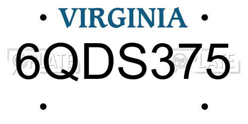 6QDS375 Virginia License Plate