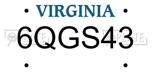 6QGS43 Virginia License Plate