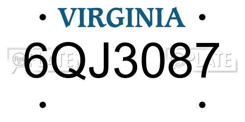 6QJ3087 Virginia License Plate