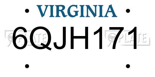 6QJH171 Virginia License Plate