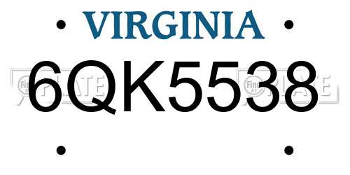 6QK5538 Virginia License Plate