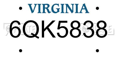 6QK5838 Virginia License Plate