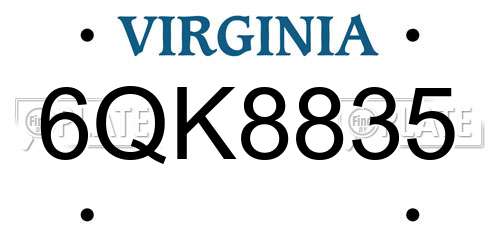6QK8835 Virginia License Plate