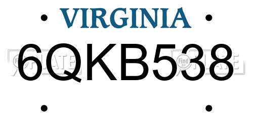 6QKB538 Virginia License Plate