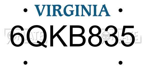 6QKB835 Virginia License Plate