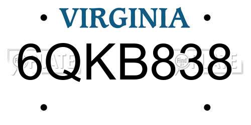6QKB838 Virginia License Plate