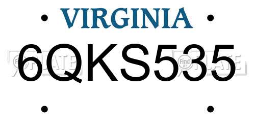 6QKS535 Virginia License Plate