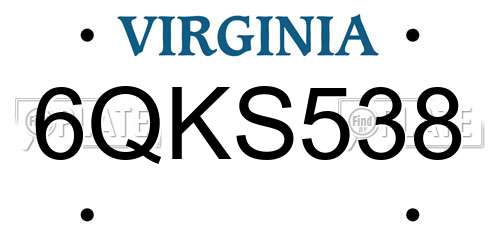 6QKS538 Virginia License Plate