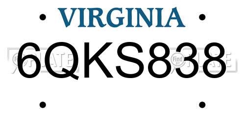 6QKS838 Virginia License Plate