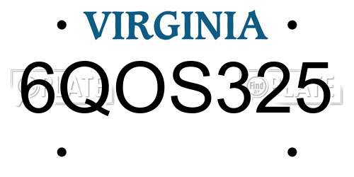 6QOS325 Virginia License Plate