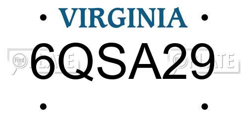 6QSA29 Virginia License Plate