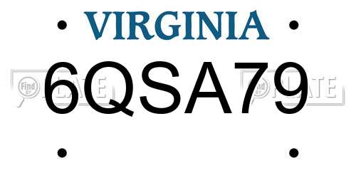 6QSA79 Virginia License Plate