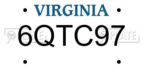 6QTC97 Virginia License Plate