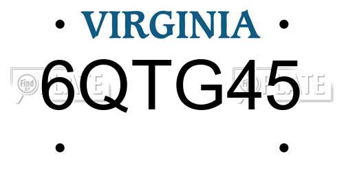 6QTG45 Virginia License Plate
