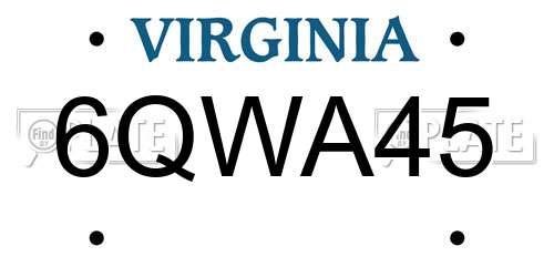 6QWA45 Virginia License Plate