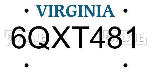 6QXT481 Virginia License Plate