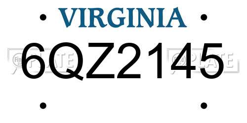 6QZ2145 Virginia License Plate