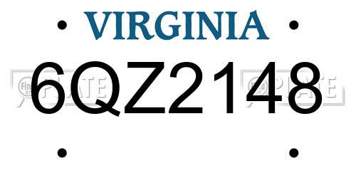 6QZ2148 Virginia License Plate