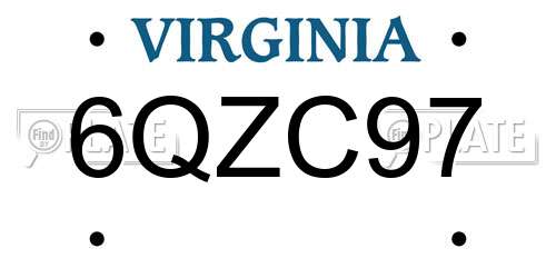 6QZC97 Virginia License Plate