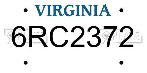 6RC2372 Virginia License Plate