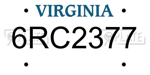 6RC2377 Virginia License Plate