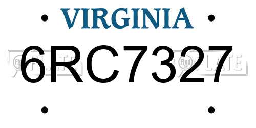 6RC7327 Virginia License Plate