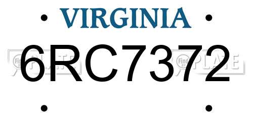 6RC7372 Virginia License Plate