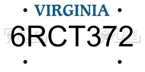 6RCT372 Virginia License Plate