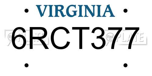 6RCT377 Virginia License Plate