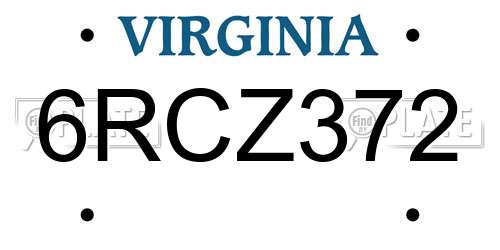 6RCZ372 Virginia License Plate