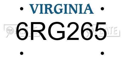 6RG265 Virginia License Plate