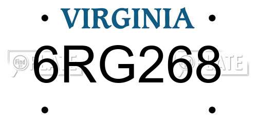 6RG268 Virginia License Plate