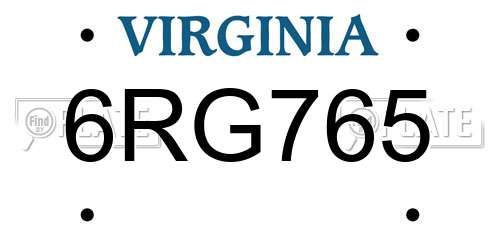 6RG765 Virginia License Plate