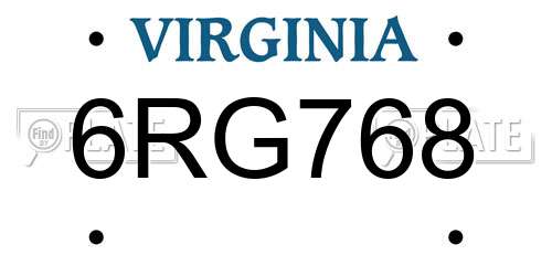 6RG768 Virginia License Plate