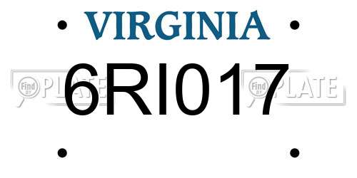 6RI017 Virginia License Plate