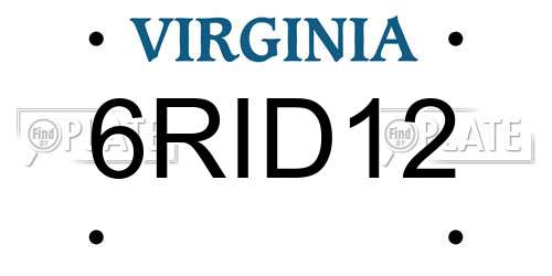 6RID12 Virginia License Plate