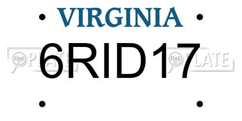 6RID17 Virginia License Plate