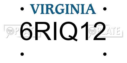 6RIQ12 Virginia License Plate