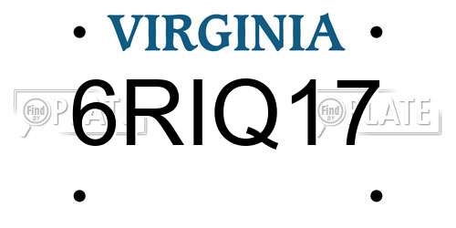 6RIQ17 Virginia License Plate