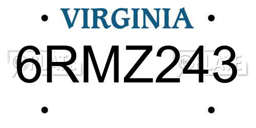 6RMZ243 Virginia License Plate