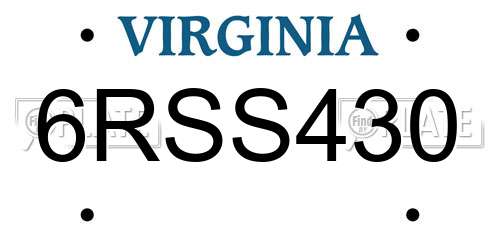 6RSS430 Virginia License Plate