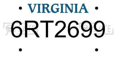 6RT2699 Virginia License Plate