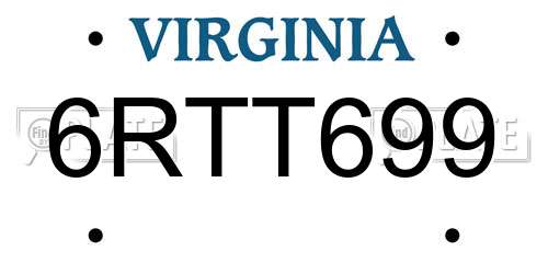 6RTT699 Virginia License Plate